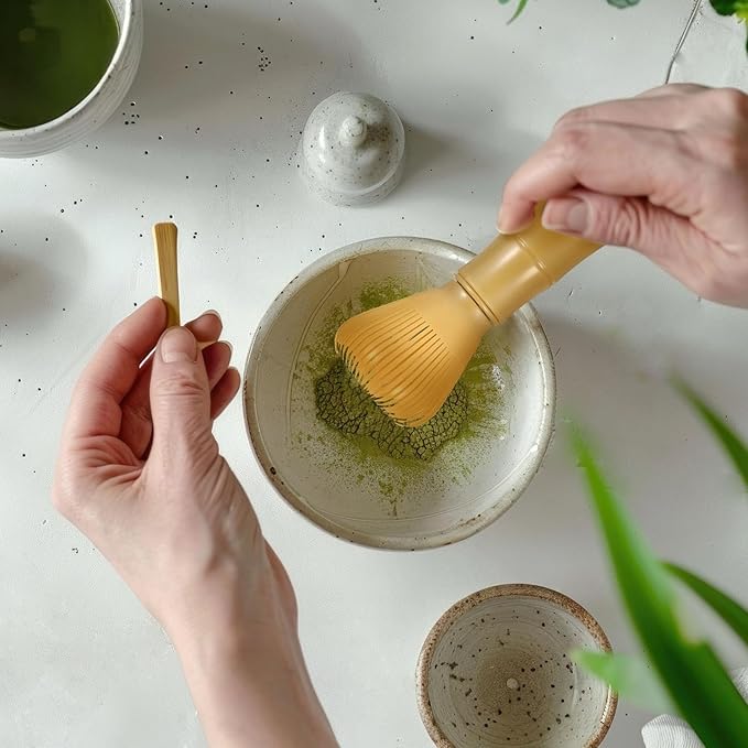 Matcha Whisk Tools Set, PP Resin Matcha Stirrer Green Tea Powder Preparation Prepare Japanese Tea, Includes 1 Whisk & 1 Sifter & 1 Spoon