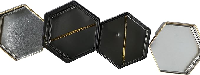 Leadigol 2pcs Tea Tin Canister Metal Tea Jar Tinplate Tin Can, Small Tea Box, Empty Tea Storage Container, Hexagonal Tea Organizer with Airtight Lid for Loose Tea Leaf Coffee Bean Nut