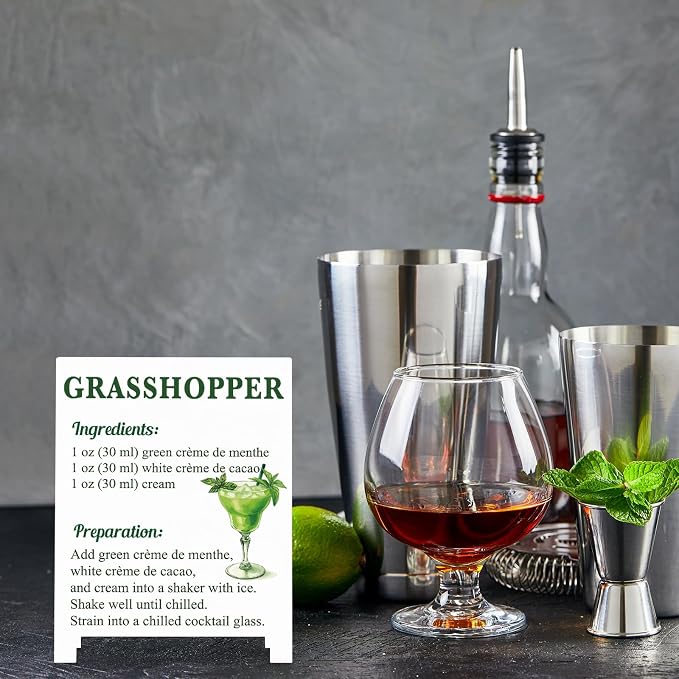 Grasshopper Recipe Rustic Bar Decor for Home Cafe Farmhouse Cocktail Sign for Kitchen Bar Cart Accessories Mixology Christmas Gift for Bartender Men Women New Couple - 5.59 x 4.33 inch Acrylic Sign - Image 4