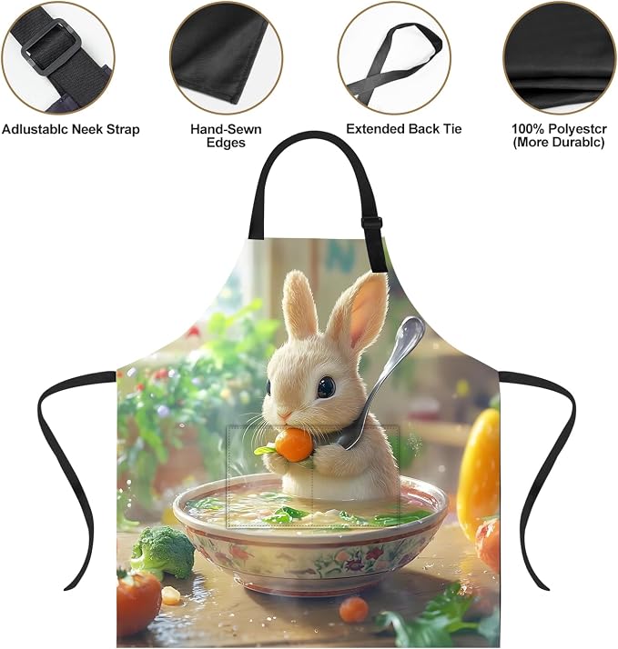 Funny Cat Apron with 2 Pockets Waterproof for Men Women Kitchen Garden Decor - Image 4