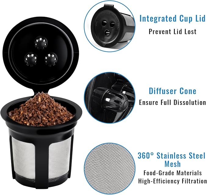 Reusable Coffee Pods compatible with Ninja Coffee Maker-Only Fits 3-Hole Needle Machines, Not for 1-Hole Models，3 Pack Reusable K Cups Pods and 2 Pack Reusable Filter Not for Ninja CFP101 Ninja PB051