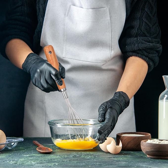 2 PCS Whisk Wooden Handle Stainless Steel, Wisking Tool Stainless, Kitchen Hand Whisk, Non Stick Balloon Whisk for Stirring, Whisking, Beating, Blending, Egg, Batter (8.07"L X 1.57"W)