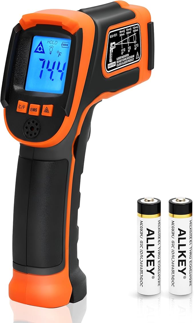 Kizen Infrared Temperature Gun - Handheld Surface Infrared Thermometer for Griddle, Grill, Pizza Oven, Candy, & A/C - Laser Thermometer Gun -58F to 1112F - Surface Temp Gun