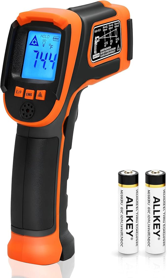 Kizen Infrared Temperature Gun - Handheld Surface Infrared Thermometer for Griddle, Grill, Pizza Oven, Candy, & A/C - Laser Thermometer Gun -58F to 1112F - Surface Temp Gun