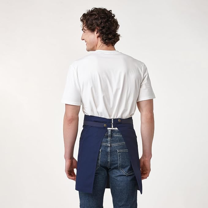 Waist Apron for Men Server Bistro Half 4251BY | Adjustable Half Bistro Apron for Waiters Bartenders, Polyester Cotton Canvas, Durable & Comfortable - Image 2