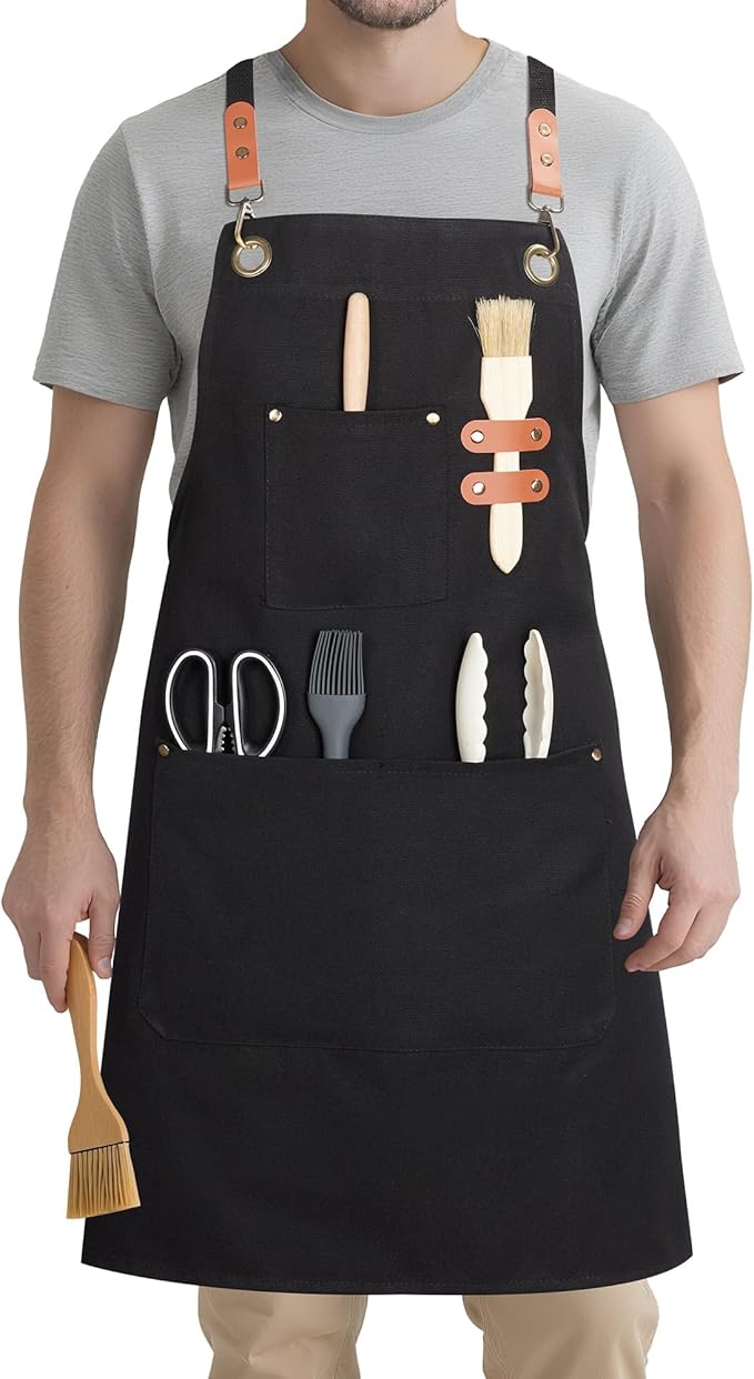 Syntus Chef Apron for Men Women Kitchen Cooking Apron with Pockets, Adjustable Bib Aprons Stain Resistant