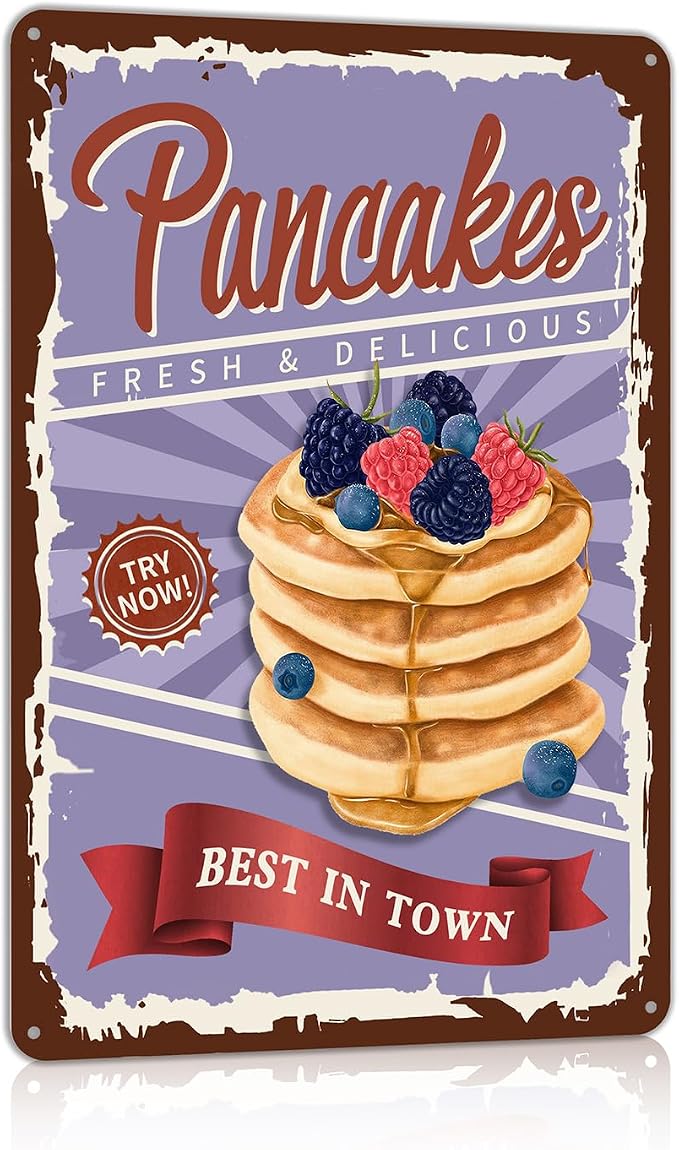 Vintage Fast Food Metel Signs Retro pancakes Tin Signs Kitchen Restaurant Cafe Wall Decor by TREEPERI