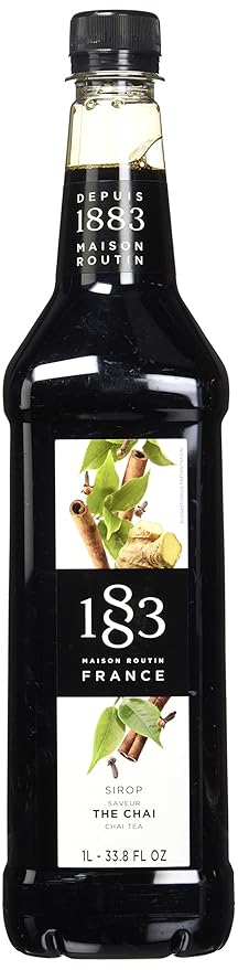 1883 Chai Tea Syrup for Coffee & Drinks, Made in France, 1 Liter Plastic Bottle