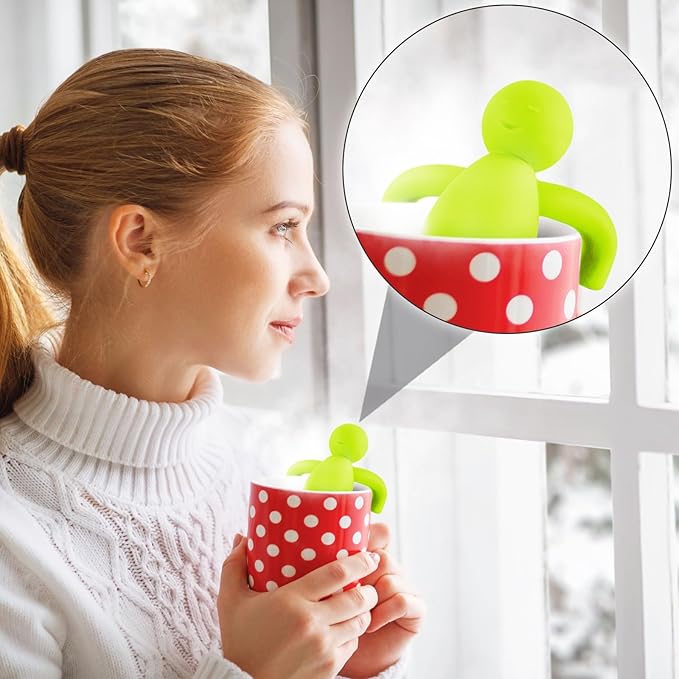 Hicarer 4 Pieces Tea Infuser for Loose Tea Cute Fine Mesh Strainer Stainless Steel Filter Ball Diffuser Steeper for Teacups Teapots (Blue,Green,Purple,Rose Red)
