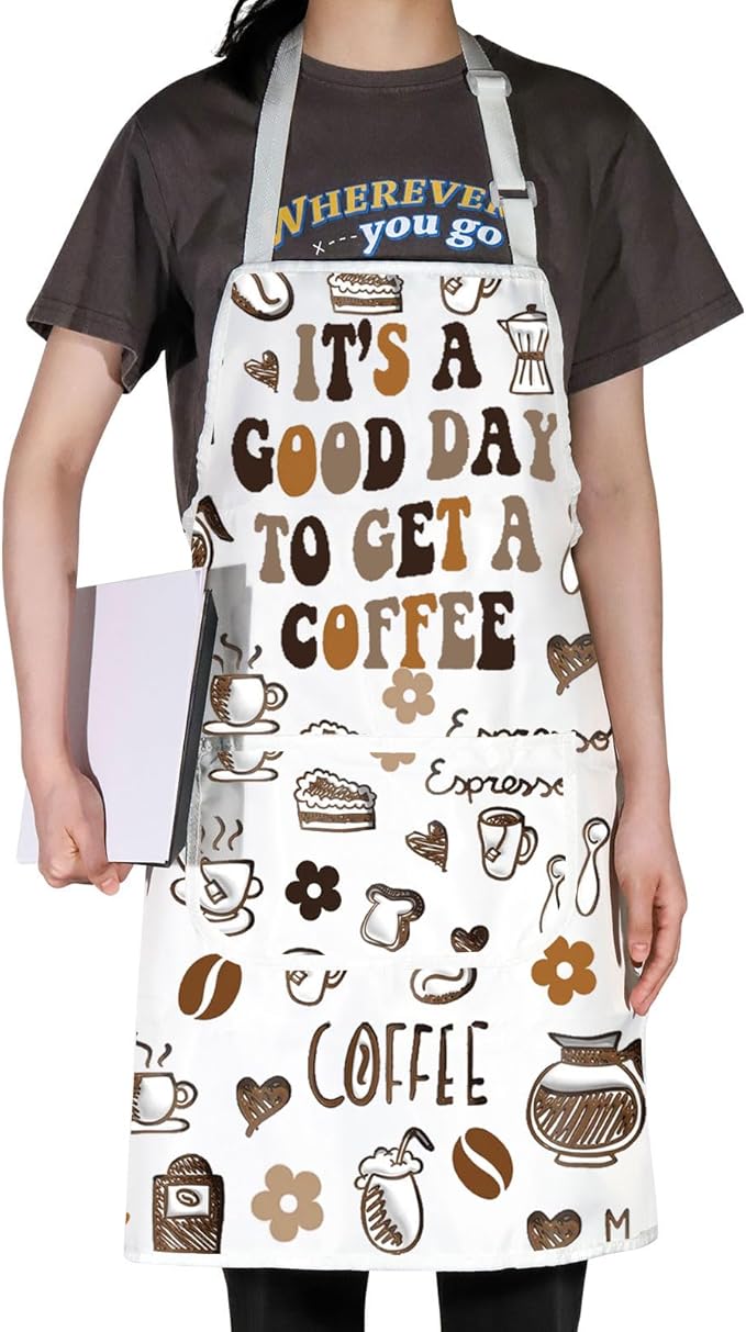 JNIAP Coffee Barista Apron Coffee Shop Apron It's A Good Day To Get A Coffee Gifts Coffee Apron For Women Men
