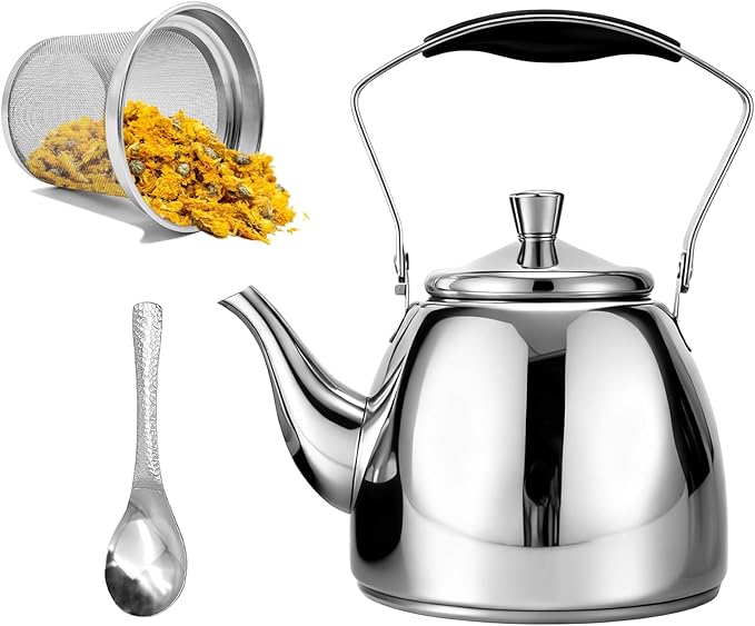 Stainless Steel Tea Pots with Infuser, Loose Leaf Tea Pot 50oz, Tea Pot for Stove, Dishwasher Safe (1500ml)