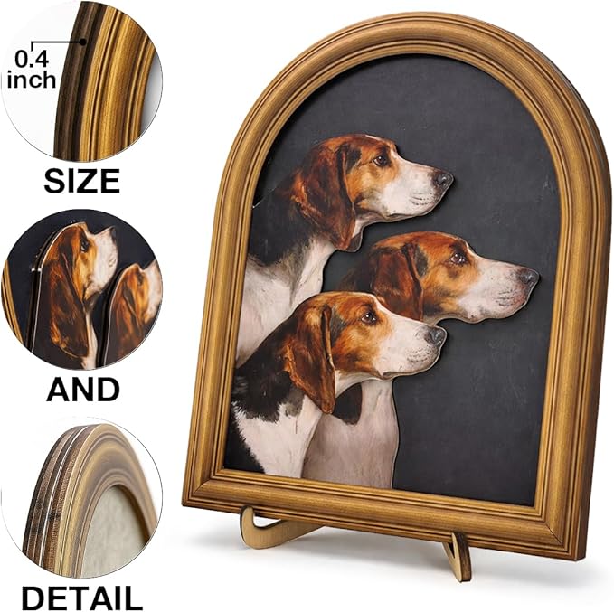 Vintage Hunting Dog Wall Art Sign for Farmhouse Decor, Classic Hound Portrait Wall Decor, 8x10 Inch