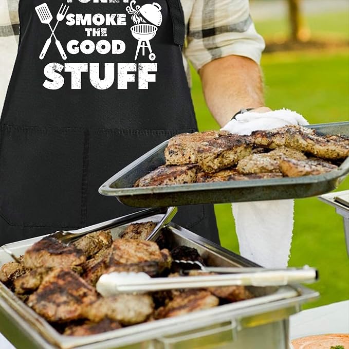 Rosoz Funny BBQ Black Chef Aprons for Men, Adjustable Kitchen Cooking Aprons for Men, Dad, Husband - Birthday, Father's Day - Image 2