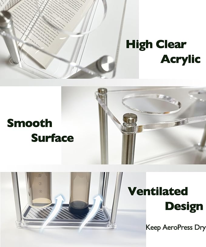 Organizer Stand for AeroPress holder Compact Storage for AeroPress Original Clear(Not For XL) Includes Dripper Mats