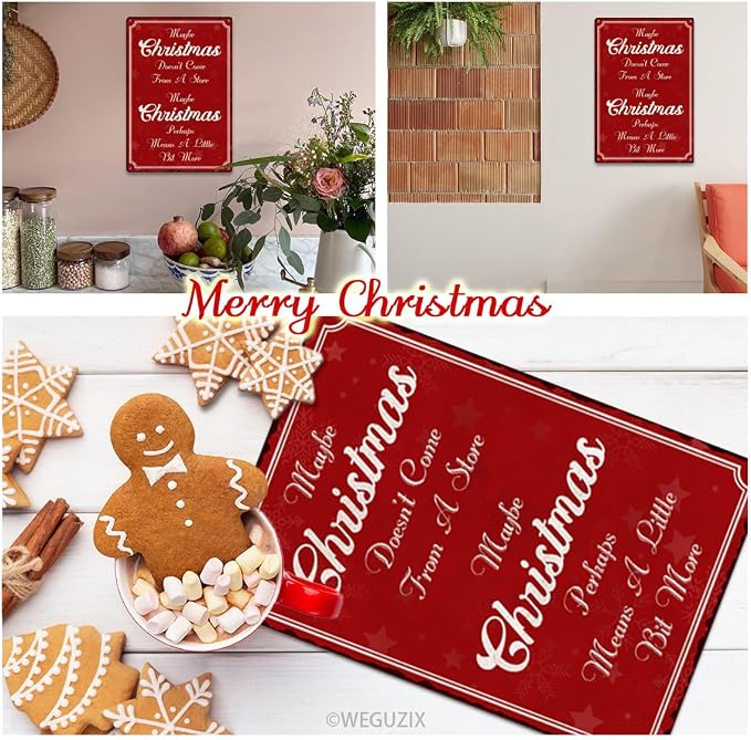 Maybe Christmas Doesn't Come From A Store Maybe Christmas Perhaps Means A Little Bit More Xmas Metal Sign Red Vintage Print Art Poster 12" x 8" Aluminium Hanging Plaque Home Wall Decor - Image 3
