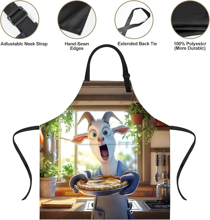 Funny Cat Apron with 2 Pockets Waterproof for Men Women Kitchen Garden Decor - Image 3