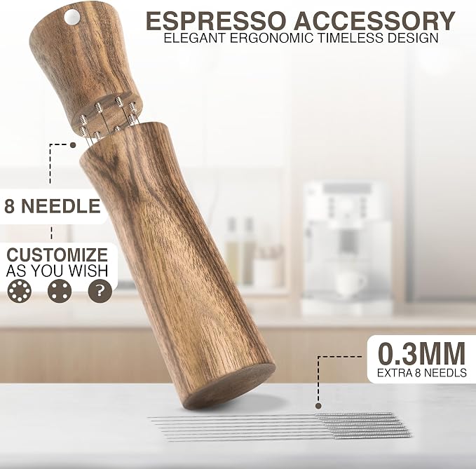 WDT Tool Espresso Stirrers - Coffee Distributor Barista Tools - Espresso Needle Distribution Tool for Coffee Accessories Kit - Walnut Wood Gifts for Coffee Lovers (Large) - Image 5