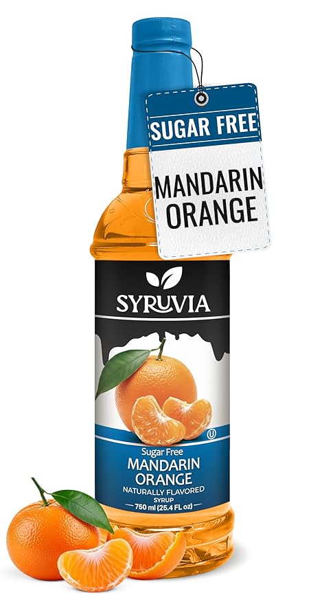 Syruvia Sugar-Free Mandarin Orange Syrup, Natural Flavors, Syrup for Drinks, Lattes, and Desserts – 25.4 fl oz