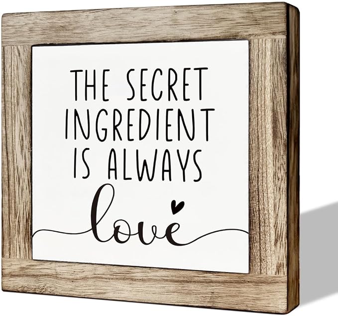 Warm Wooden Box Signs for Home - Kitchen Shelf Decor Set, Housewarming Gift, Mom Gift - The Secret Ingredient is Always Love by MLTEye