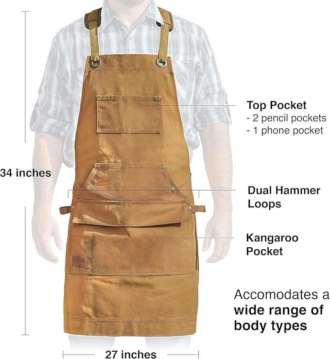 Hudson Durable Goods - Woodworking Edition - Waxed Canvas Apron - Brown - Image 3