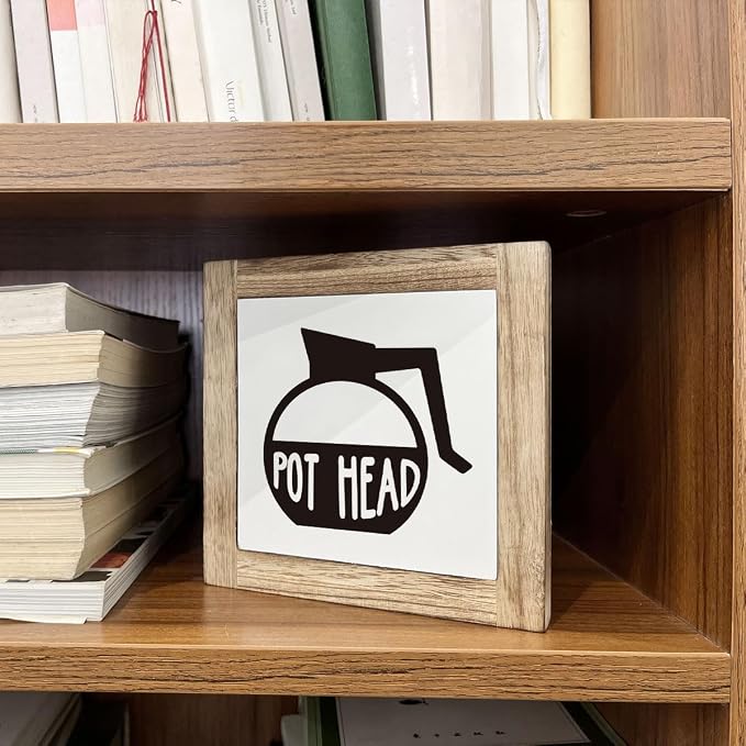 Coffee Pot Head Sign, Wooden Box Decor Set for Home, Decorative Table Sign, Farmhouse Wood Shelf Decoration, Rustic Kitchen and Bar Decor - Image 5