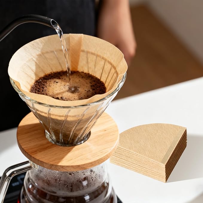200 Count Coffee Filters V-60, Disposable Cone Coffee Filters 2-4 Cup, Unbleached Natural Paper Size 02 Paper Filters for Pour Over and Drip Coffee Maker