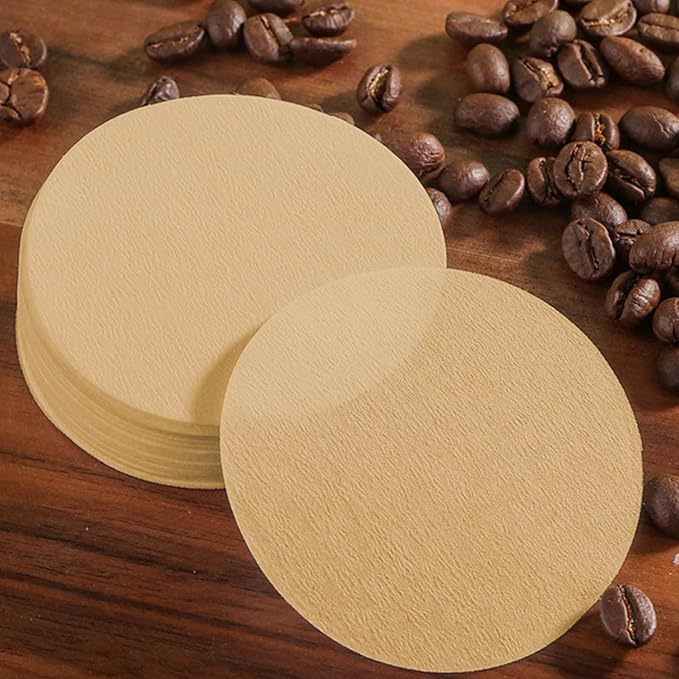 BlingKingdom 300pcs 2.5" Unbleached Replacement Natural Paper Filters Round Coffee Filter Paper Compatible with Aerobie Aeropress Coffee and Espresso Makers Moka Pot Ice Drip Pot (Brown)
