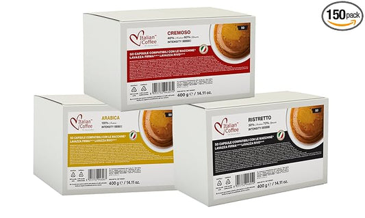Italian Coffee capsules compatible with RIVO machines (Arabica/Cremoso/Ristretto, 150)