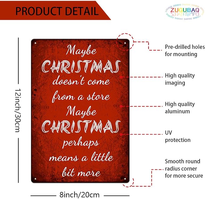 Maybe Christmas Doesn'T Come From A Store Maybe Christmas Perhaps Means A Little Bit More Iron Poster Painting Tin Sign Vintage Wall Decor For Cafe Bar Pub Home Decoration Crafts 8X12 Inch - Image 2