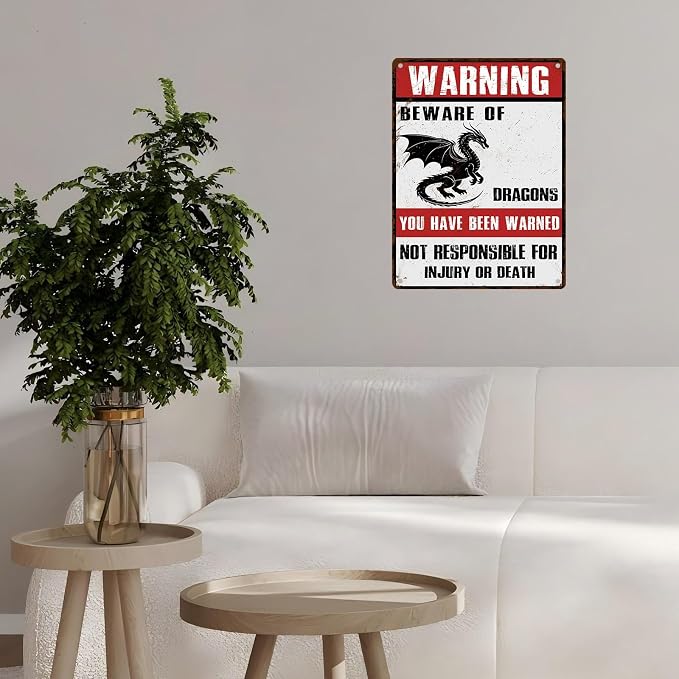 Beware of Dragons Retro Metal Tin Sign for Garden Kitchen Office Home Bar Cafe Decor 12 * 16inch - Image 6