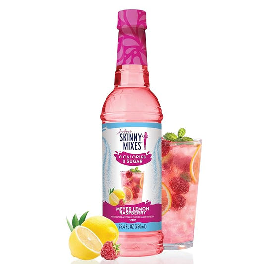 Jordan's Skinny Mixes Sugar Free Syrup, Meyer Lemon Raspberry, Fruit Flavored Water Enhancer, Drink Mix for Iced Tea, Lemonade, Drinks, Low Calorie Water Flavoring, Dairy & Gluten Free, 25.4 Fl Oz by JordansSkinnyMixes
