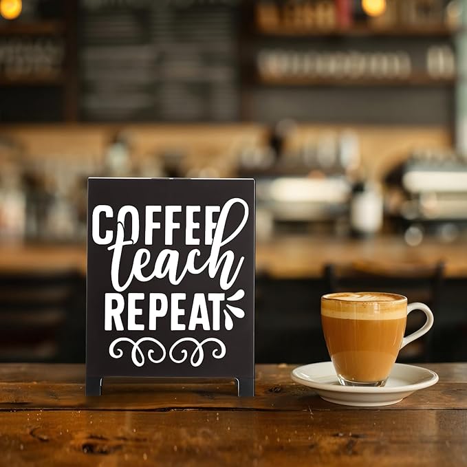 Coffee Bar Accessories Decor: Black Coffee Station Corner Decorations Sign for Office Kitchen Tabletop Shelf