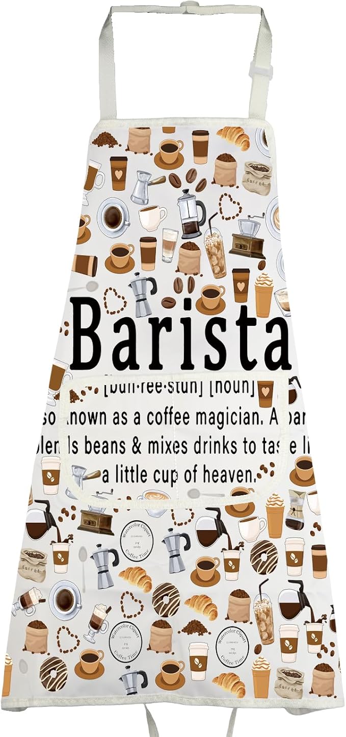 UJIMS Coffee Barista Gifts Barista Baking with Pockets Adjustable Apron Coffee Lovers Gifts Coffee Themed Gifts by UJIMS