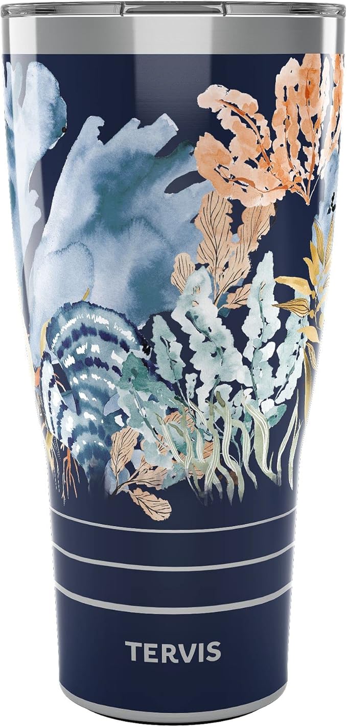 Tervis Traveler Sara Berrenson Deep Sea Kelp Triple Walled Insulated Tumbler Travel Cup Keeps Drinks Cold & Hot, 30oz, Stainless Steel