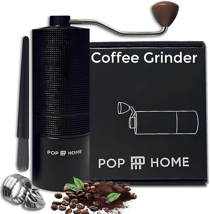 Manual Coffee Grinder - Stainless Steel Conical Burr Hand Mill for Espresso & French Press - Adjustable & Portable