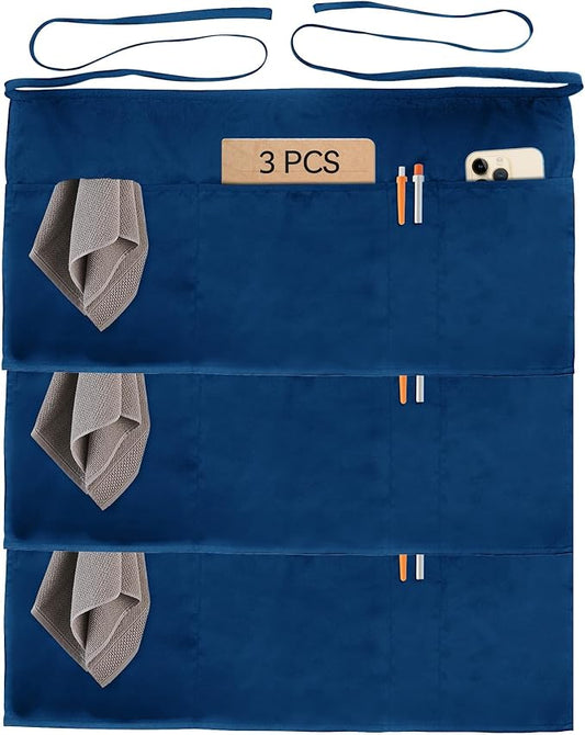 Xeoxarel Aprons with 4 Pockets (Available in 3 Pack / 7 Pack) 23.5'' X 11.5''