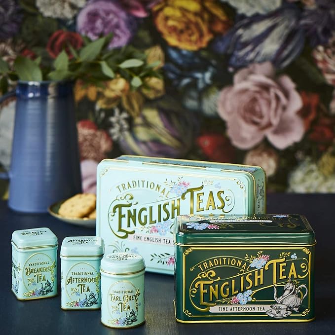 Vintage Victorian Tea Tin with 72 Assorted Fine English Teabags