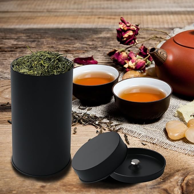 15 Pack 16oz Metal Tea Tins Black Tea Round Tin Can Container with Airtight Double Lids for Loose Leaf Tea Storage in Kitchen, Sugar, Spices