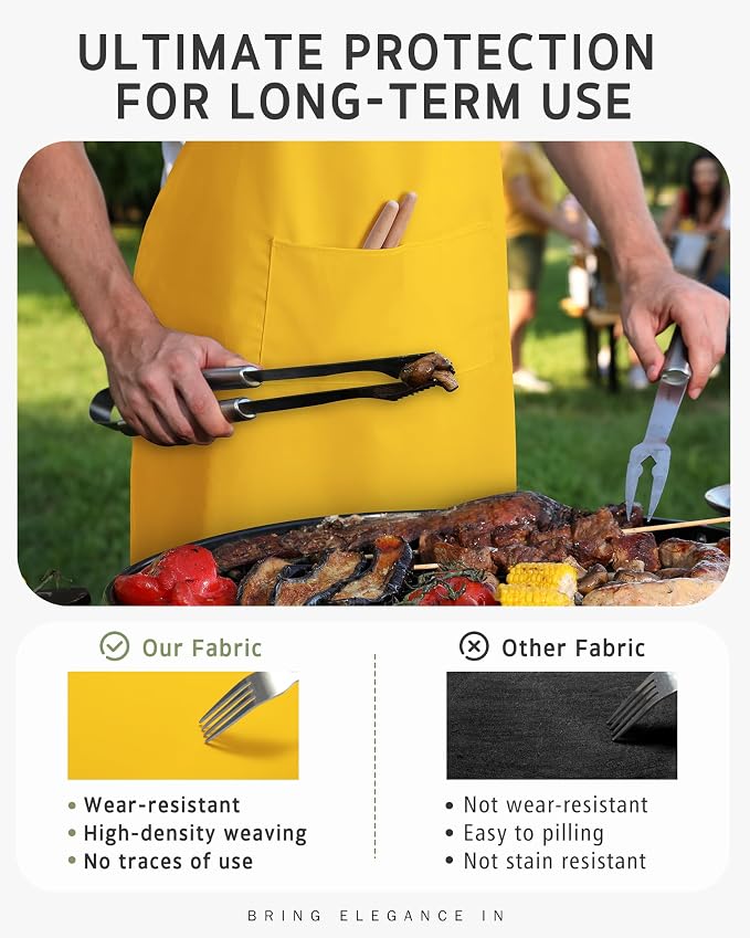 Syntus Chef Apron for Men Women with Pockets, Thick Grilling BBQ Apron | Machine Washable, Thick & Soft, Full Coverage, Adjustable Strap, Long Ties, 2 Pockets, Multi-Purpose, BBQ, Gift - Image 6