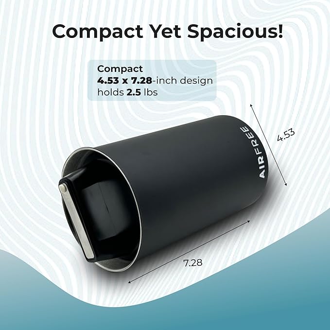 Skywin Vacuum Coffee Canister for Ground Coffee & Beans 4.53 x 7.28 IN - Seal Coffee Container Preserves Freshness, Food Grade Metal Kitchen Canisters for Countertop (Black)