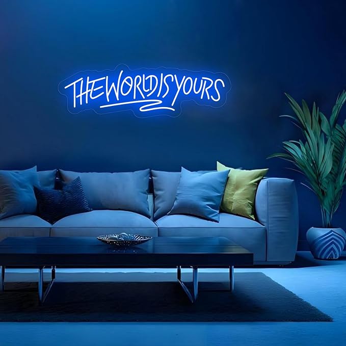 The World is Yours Neon Sign Dimmable World Yours LED Sign for Wall Decor USB Powered Neon Light for Man Cave Home Bar Bistro Club Cafe Wedding Game Room Birthday Gift Graduation Party - Image 2