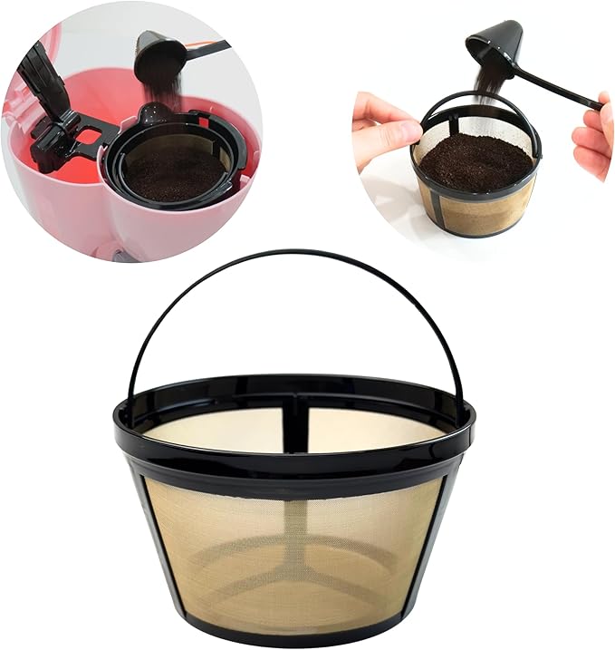 8-12 Cup Reusable Coffee Filter - BPA Free, Eco-Friendly, Compatible with Mr. Coffee, Black+Decker & Most Standard 8-12 Cup Drip Coffee Makers (3-Pack)