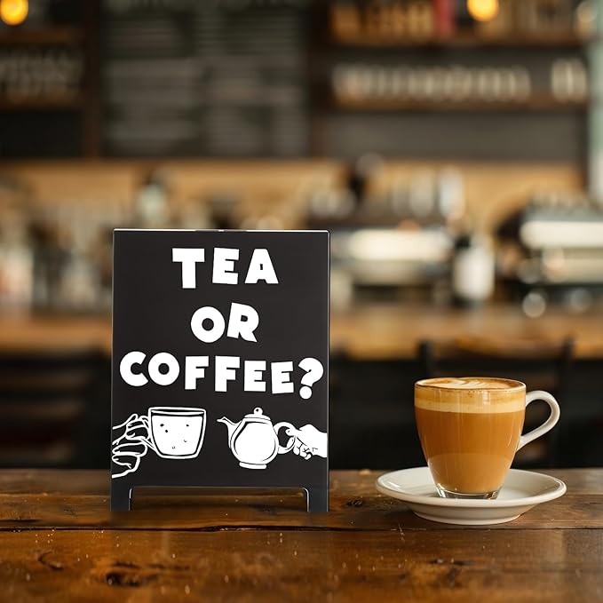 Coffee Bar Accessories Decor: Black Coffee Station Corner Decorations Sign for Kitchen Tabletop Desk Shelf