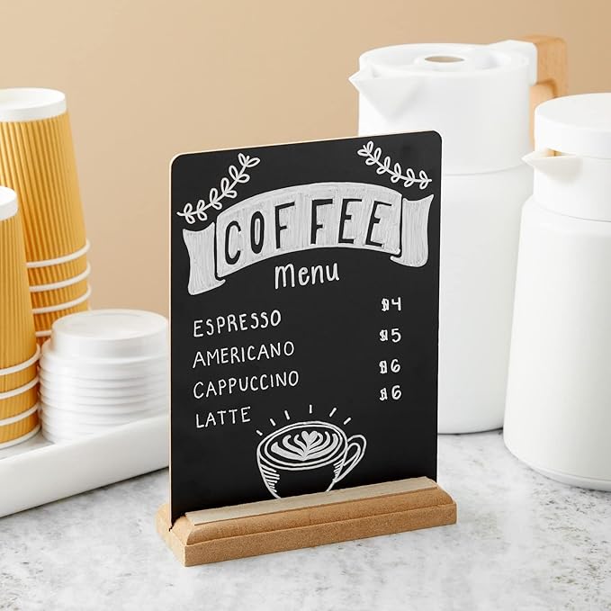 12 Pack Mini Chalkboard Signs with Stand for Table Decorations, Restaurant Food Display, Message Boards, Small Business, Wedding, Banquet, Coffee Shop (6 x 8 Inches)