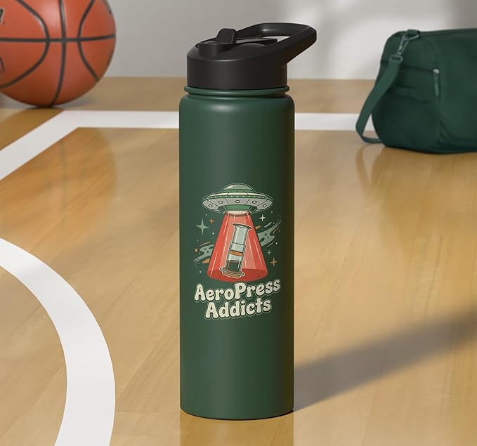 UFO AeroPress Funny Coffee Shirts Sci-Fi AeroPress Brewing Stainless Steel Insulated Water Bottle
