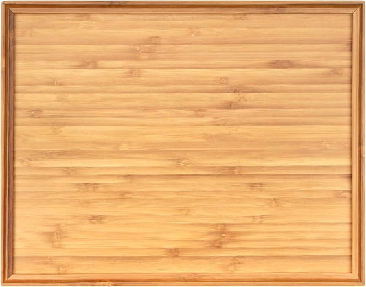 BambooMN Organic Bamboo Serving Tray, Vanity, Tea, Appetizers, Snacks, Charcuterie Board, 11"x8.9"x0.6" - 3 Trays