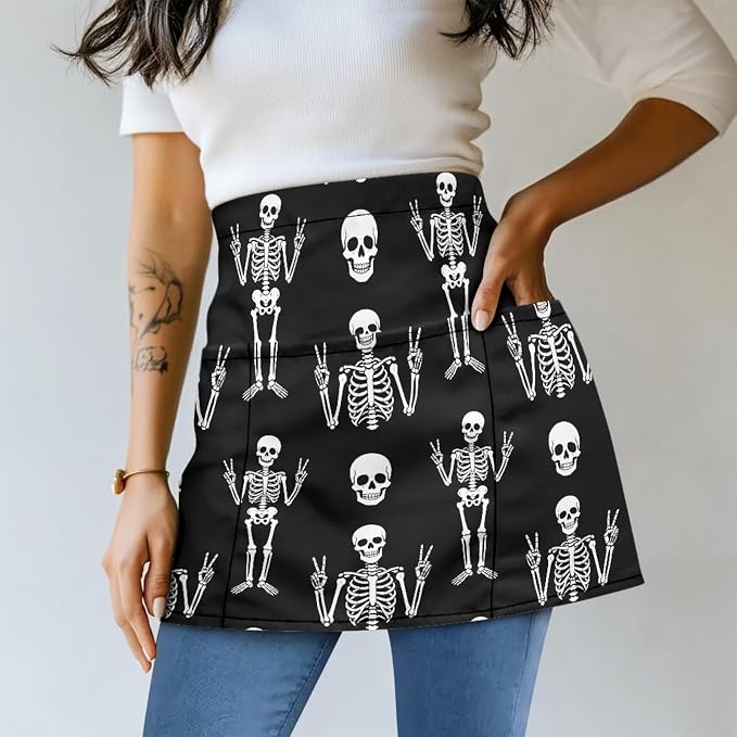 Server Apron with 3 Pockets 13 Inch Short Half Waist Aprons Waterproof Cooking Aprons for Women Men - Image 2