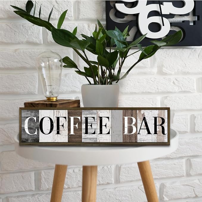 WKYAER Farmhouse Coffee Bar Signs, Vintage Hanging Wood Wall Plaques, Decorative Wooden Box Sign, Kitchen Decoration for Table Shelf, Coffee Station Decor, Cafe Decors 17.8x4x1.2 inches - Image 4