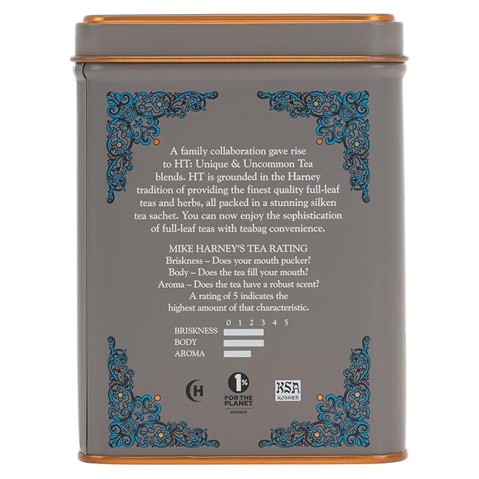 Harney & Sons English Breakfast Tea, Caffeinated, 20ct sachet tin, HT Tea Blends (Pack of 2)