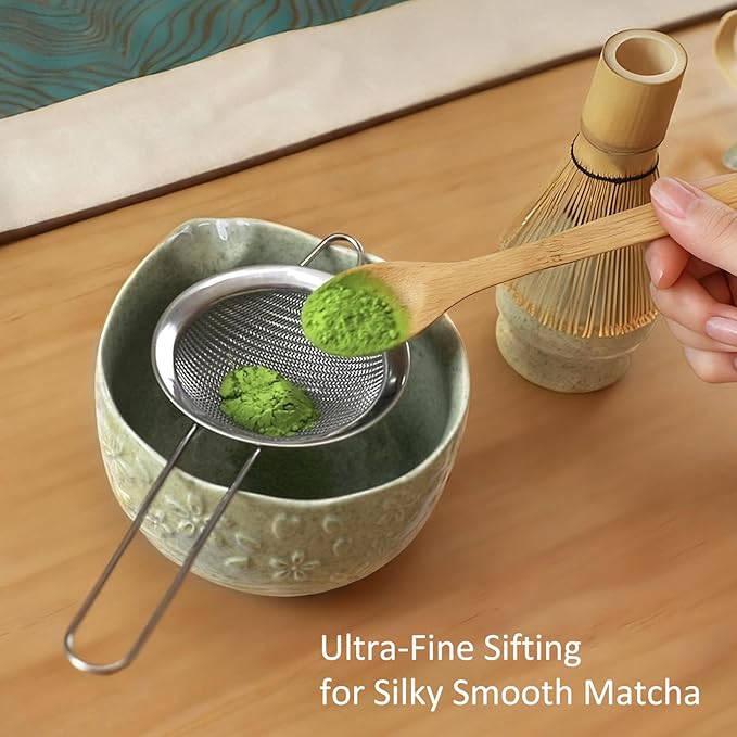 Matcha Whisk Set, 8 Pcs Matcha Kit with Ceramic Japanese Matcha Bowl & Accessories Kit for Traditional Tea Ceremony, Home Use & Gifts for Matcha Lovers (Green)
